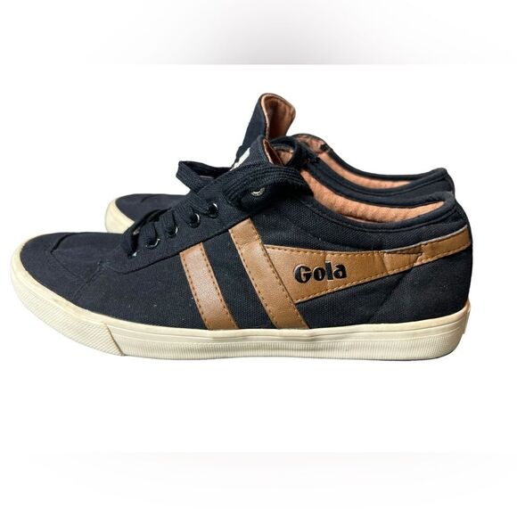 Gola‎ Quota II Sneaker Vegan Black/Gold Low Profile Sneaker Size 8 - Picture 1 of 8